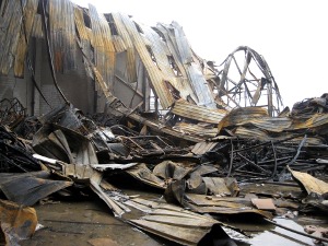 Fire-damaged waste transfer facility, Widnes